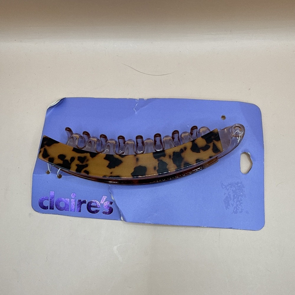 Claire's large Brown animal print hair clip claw Twist